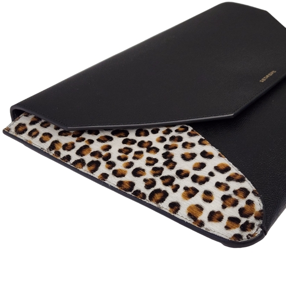 PRISTINE SENREVE TABLET LAPTOP ENVELOPE SLEEVE IN NOIR LEOPARD HAIRCALF BAG - Picture 3 of 9